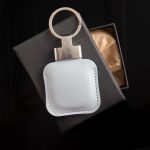 Grey Leather Keychain compatible with Apple AirTag – Volant 3 Ranches