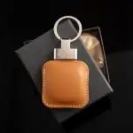 Porte-clés cuir marron compatible AirTag Apple – Volant 3 Ranches