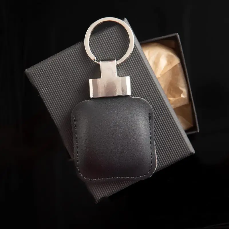 Porte-clés cuir noir compatible AirTag Apple – Volant 3 Ranches