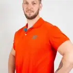Polo Aube de vitesse orange homme – Volant 3 Ranches