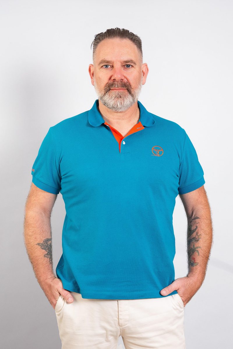 Men's Azure Inferno Turquoise Blue Polo – Volant 3 Ranches